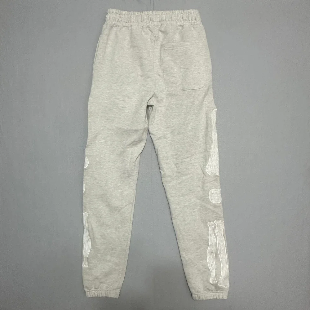 MNML Skeleton Bone Sweatpants Heather Grey Fleece Joggers Embroidered Mens Small